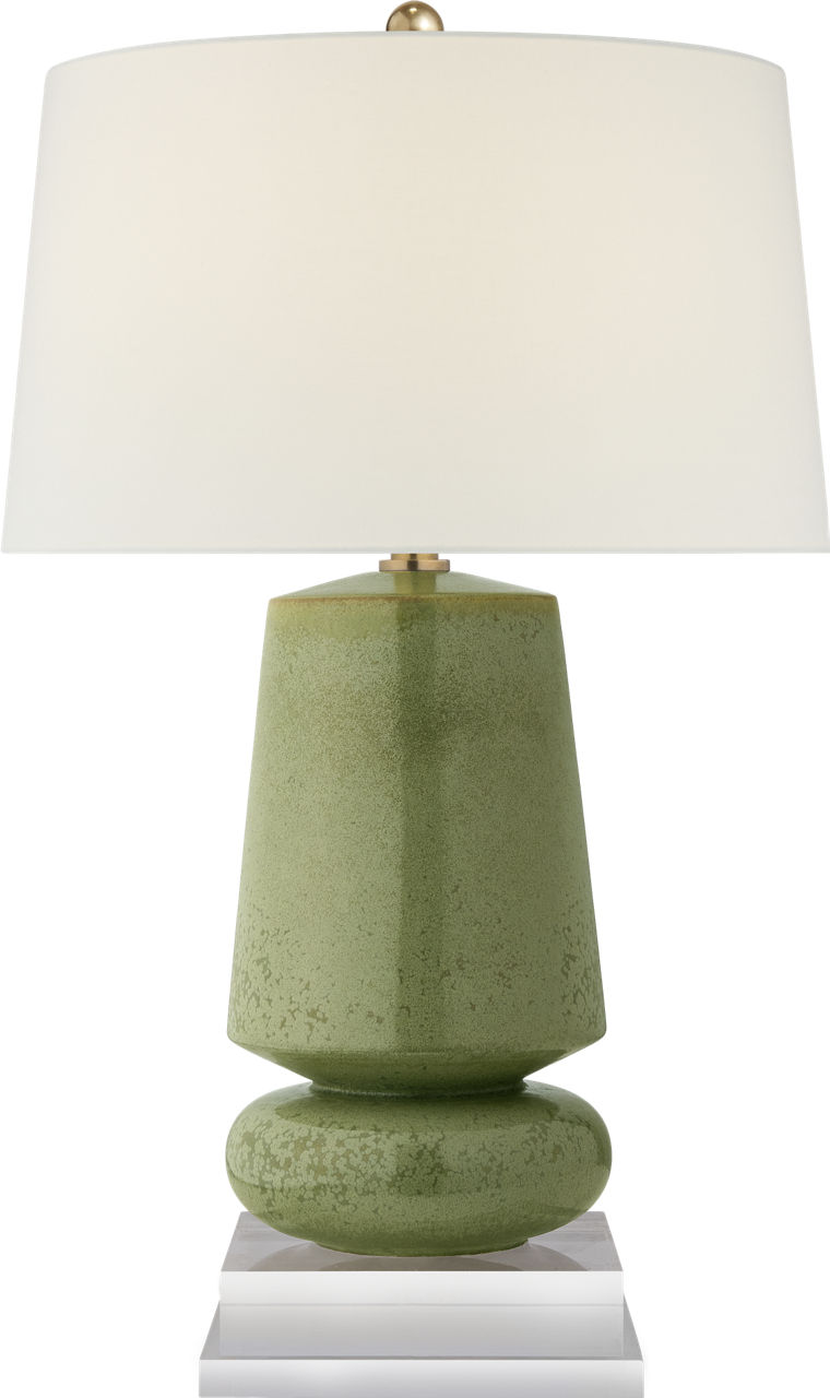 Parisienne Small Table Lamp in Shellish Kiwi with Linen Shade