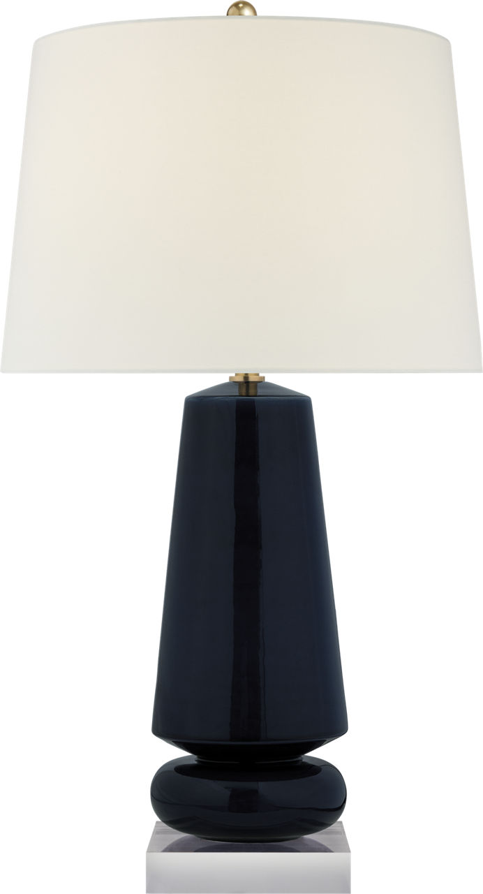 Parisienne Medium Table Lamp in Denim with Linen Shade