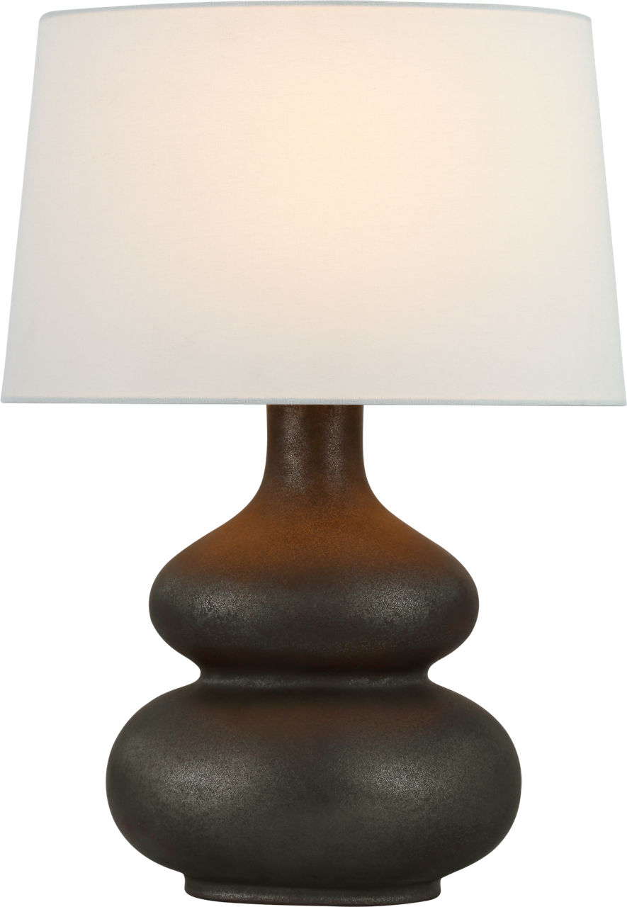 Lismore Medium Table Lamp in Stained Black Metallic with Linen Shade