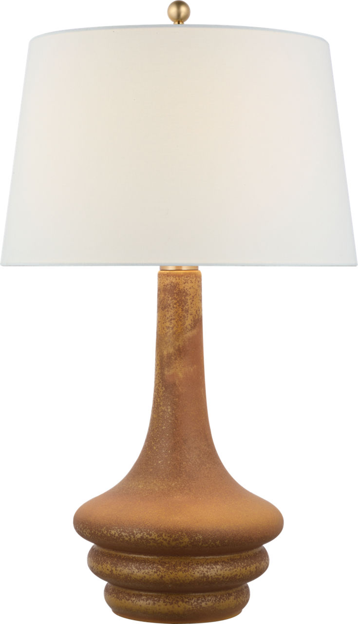 Wallis Large Table Lamp in Yellow Oxide with Linen Shade