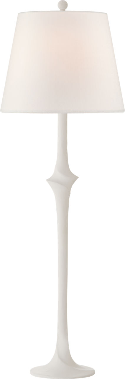 Bates Sculpted Buffet Lamp in Matte White with Linen Shade
