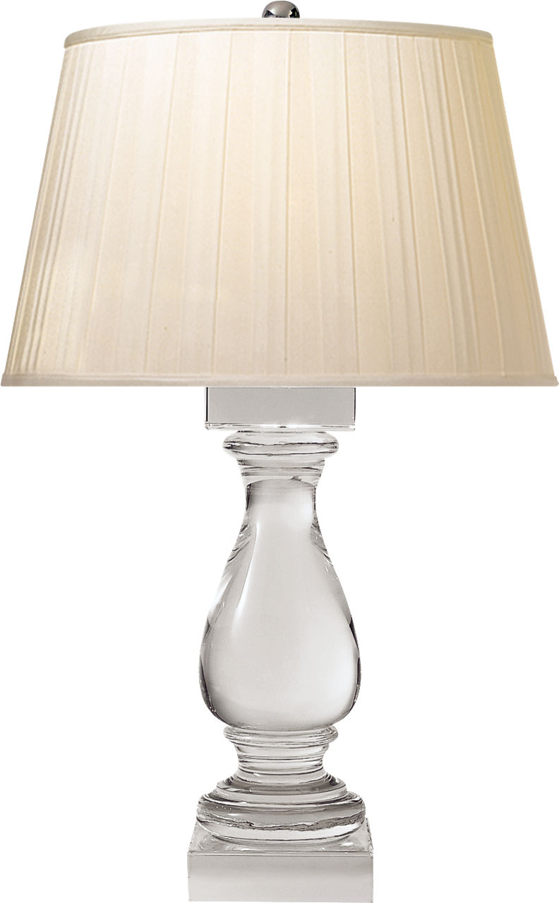 Balustrade Table Lamp in Crystal with Silk Box Pleated Shade