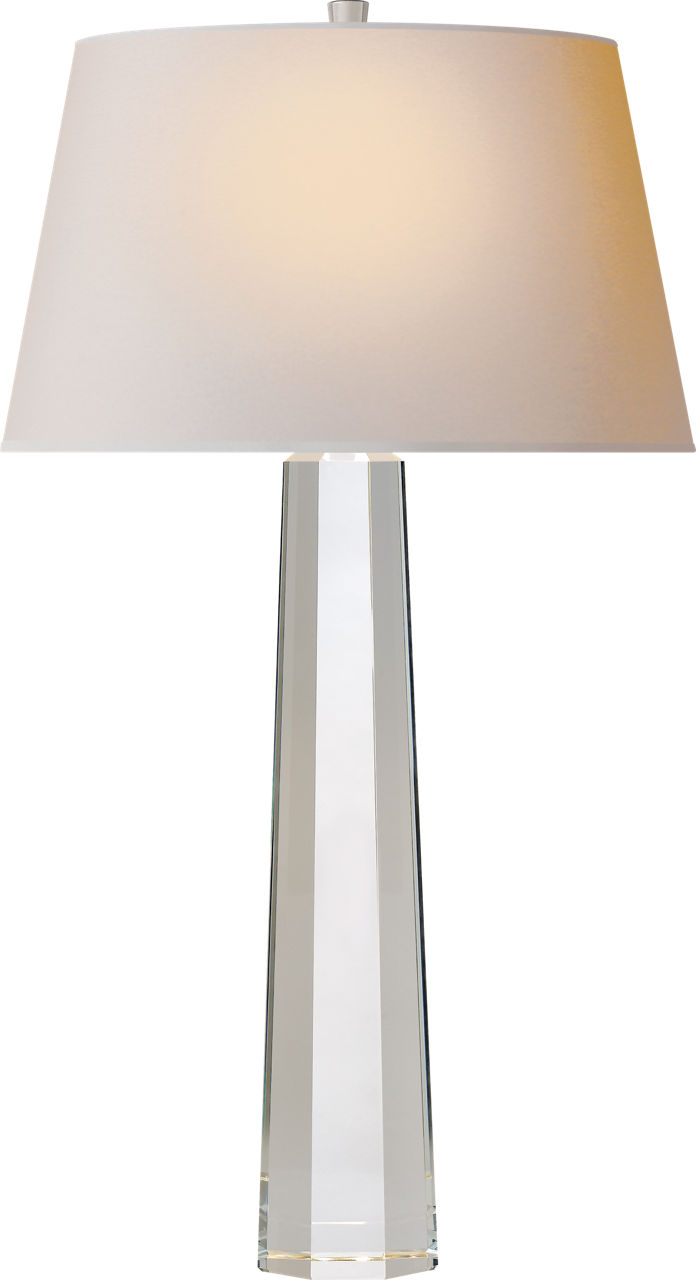 Octagonal Spire Large Table Lamp in Crystal with Natural Paper Shade