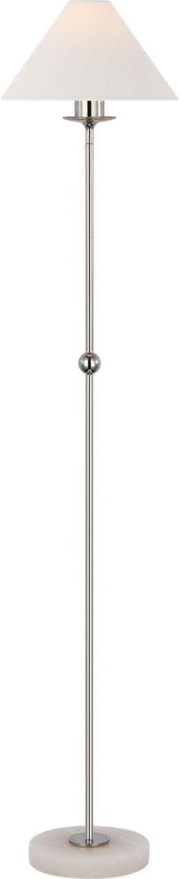 Caspian Medium Floor Lamp in Polished Nickel and Alabaster with Linen Shade