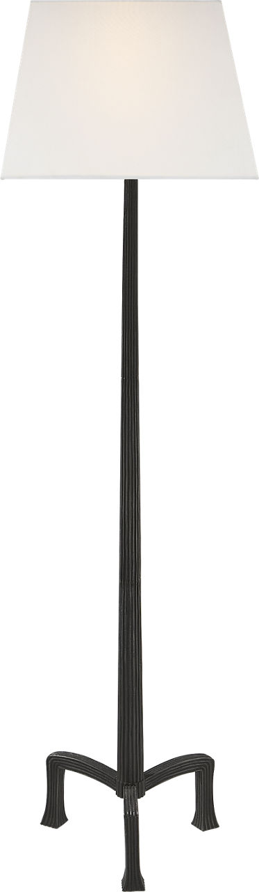 Strie Floor Lamp in Aged Iron with Linen Shade
