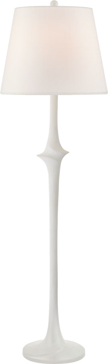 Bates Large Sculpted Floor Lamp in Matte White with Linen Shade