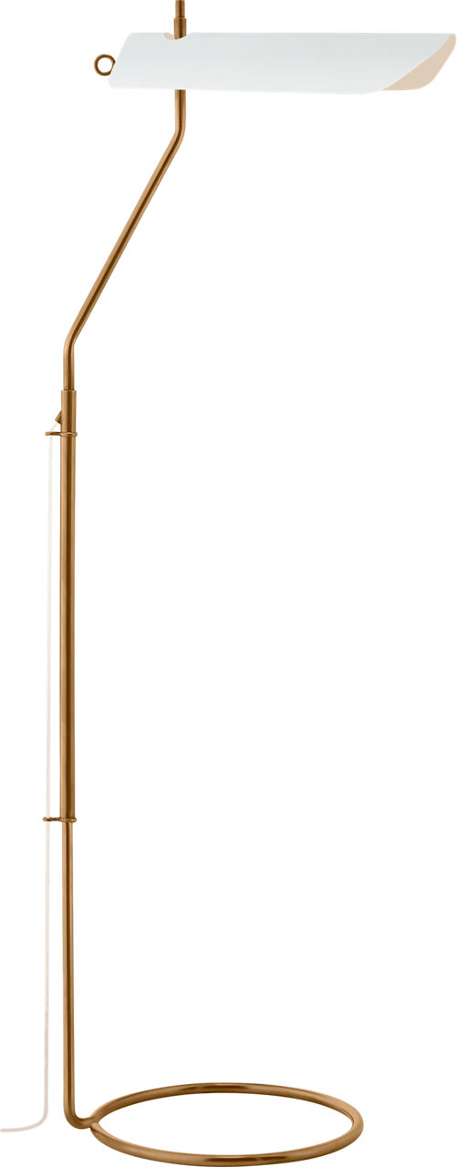 Miles Floor Lamp in Antique-Burnished Brass with Matte White Shade