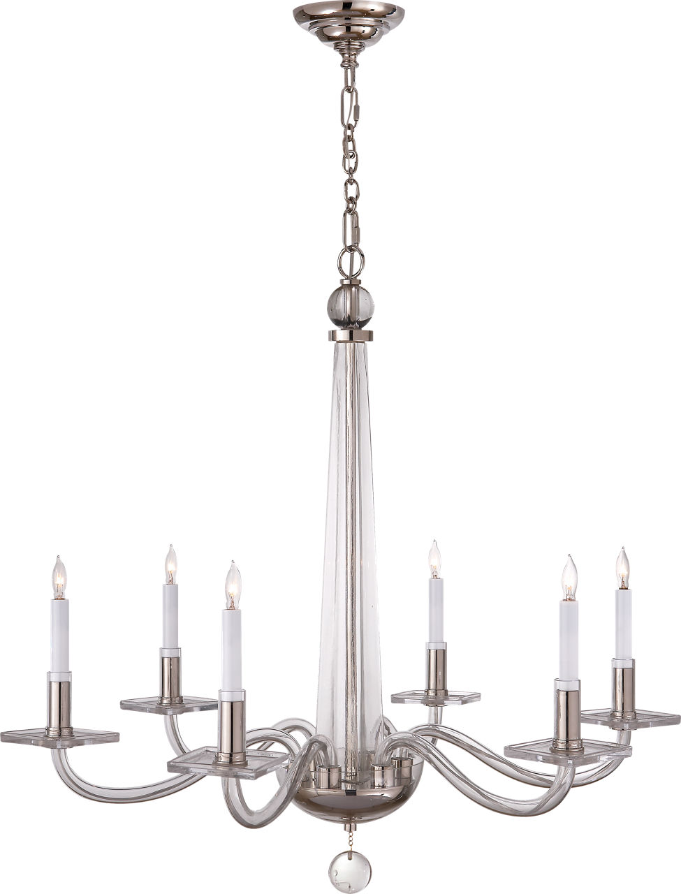 Bernardo Medium Chandelier Polished Nickel and Clear Glass