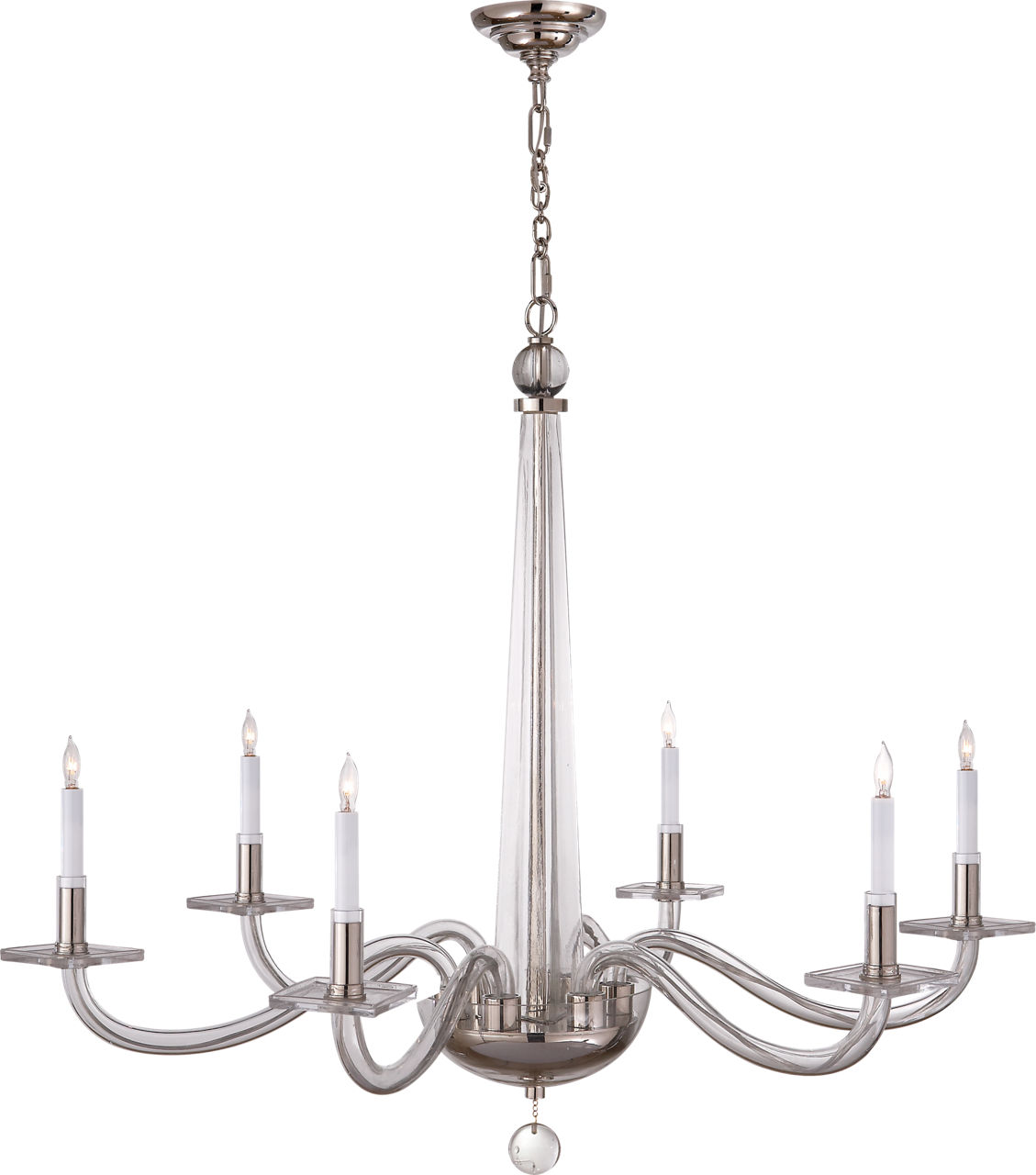 Bernardo Large Chandelier Polished Nickel and Clear Glass