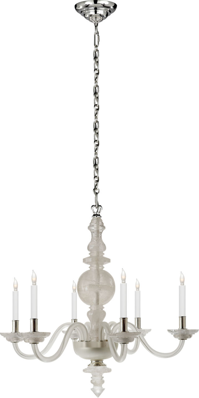 George II Large Chandelier in Quartz with Polished Silver