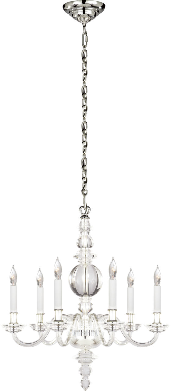 George II Small Chandelier in Crystal with Polished Nickel