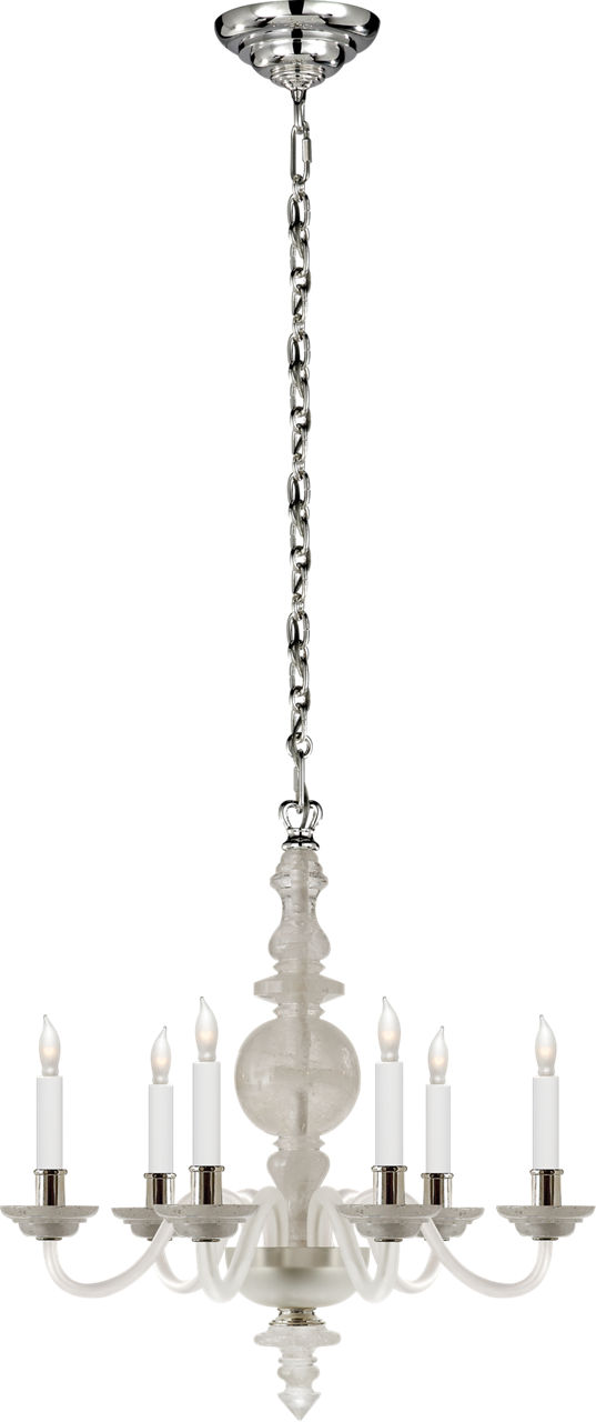 George II Small Chandelier in Quartz with Polished Silver