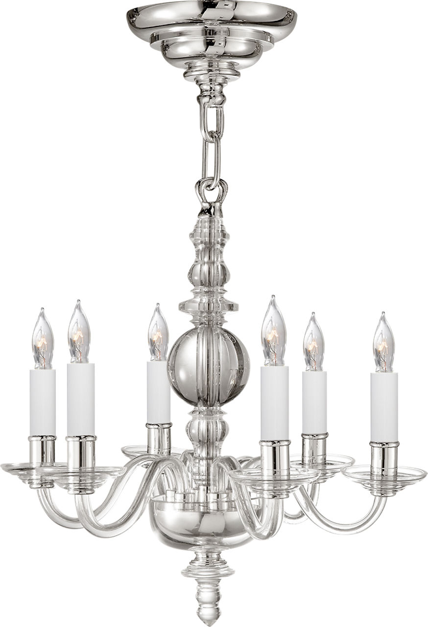 George II Mini Chandelier in Crystal with Polished Nickel