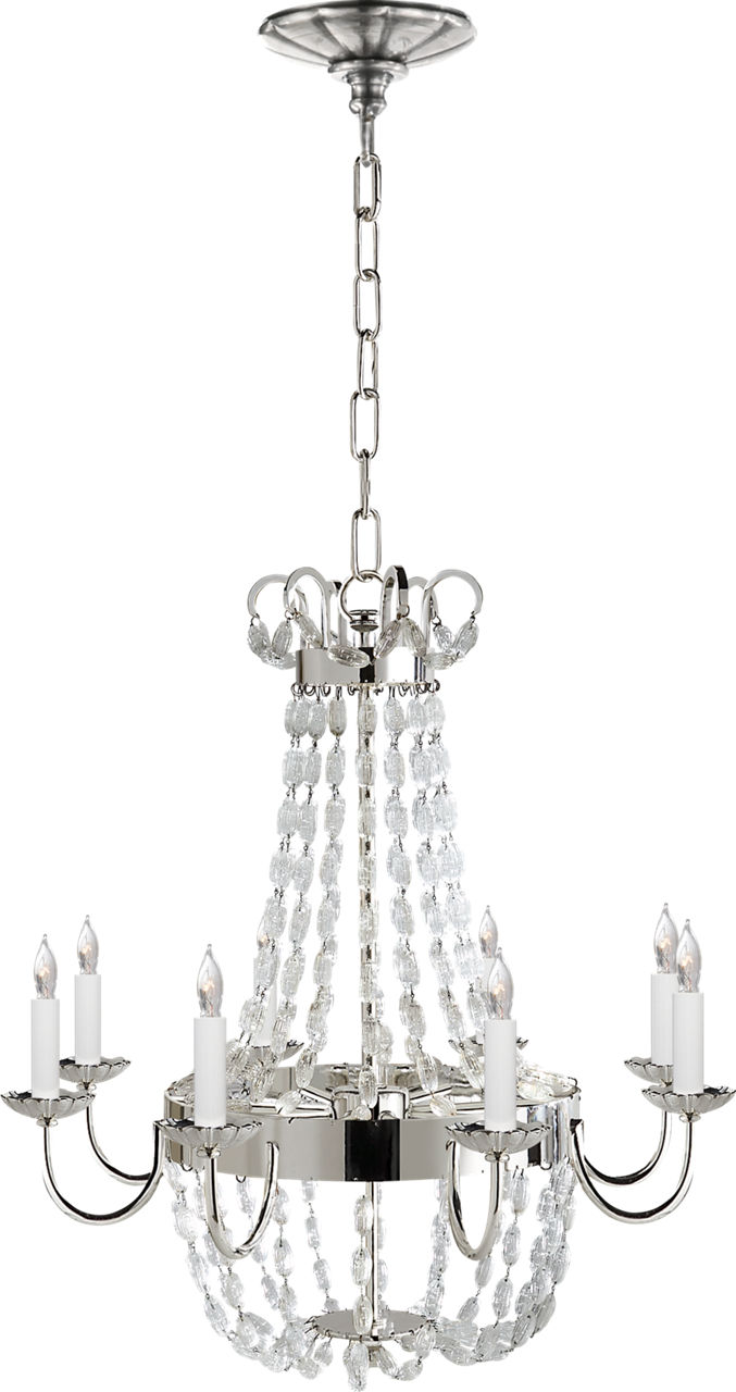 Paris Flea Market Medium Chandelier in Polished Silver and Seeded Glass