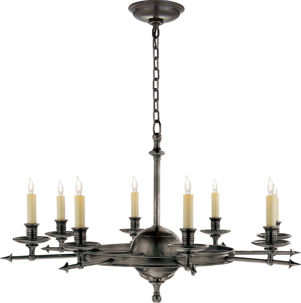 Leaf and Arrow Large Chandelier in Bronze