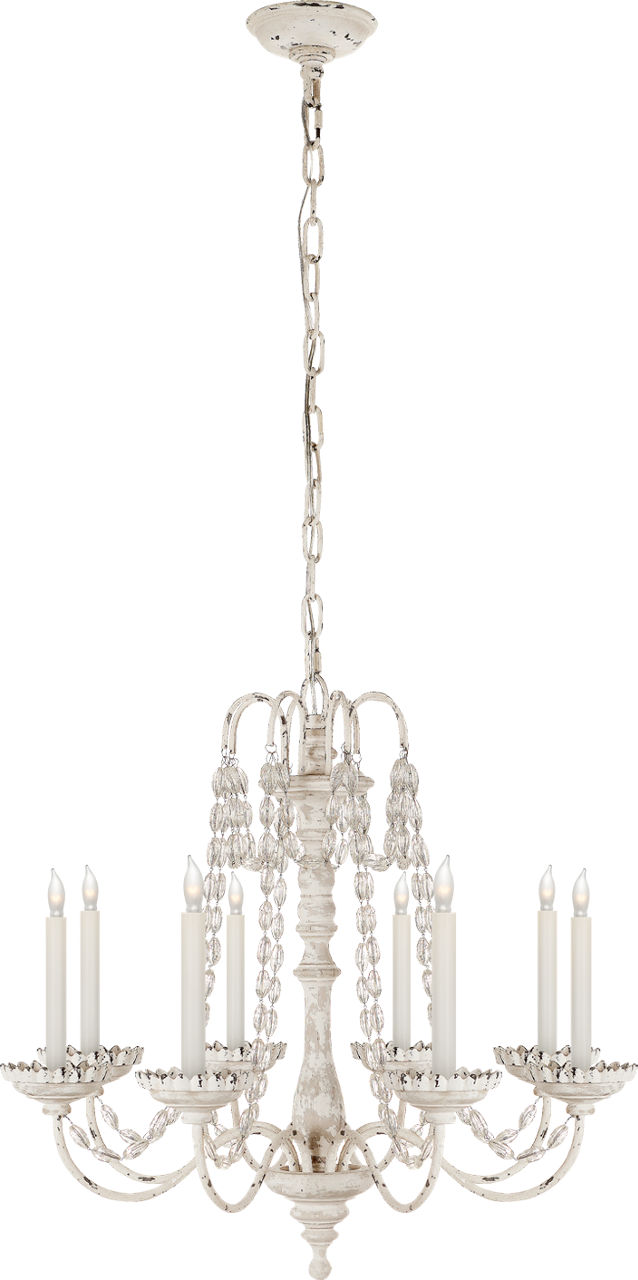 Flanders Small Chandelier in Belgian White with Seeded Glass Beads