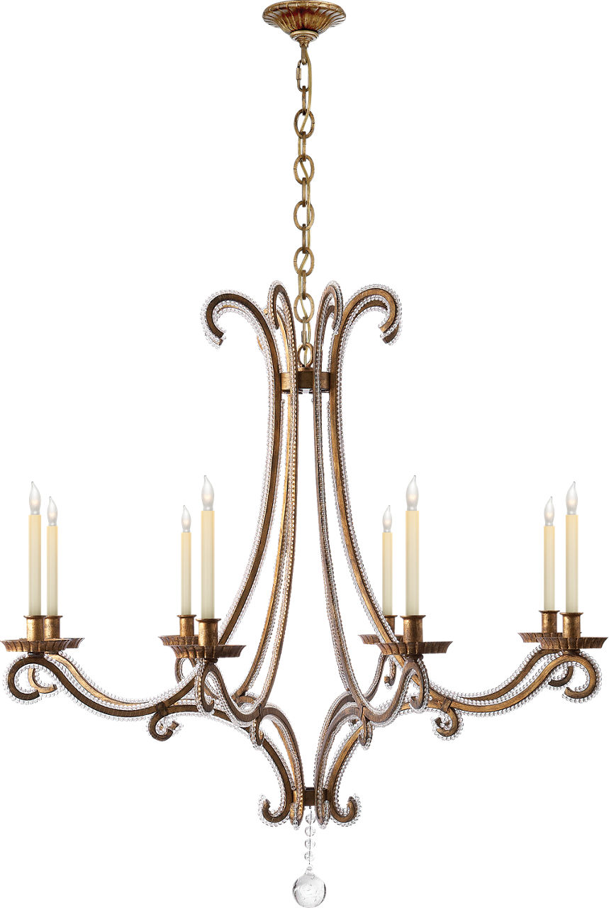 Oslo Large Chandelier in Gilded Iron with Crystal