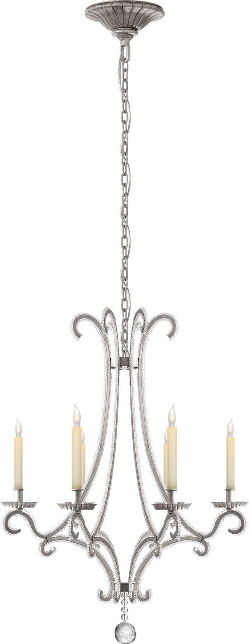 Oslo Small Chandelier in Burnished Silver Leaf with Crystal