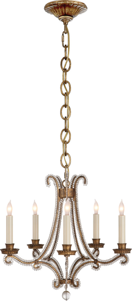 Oslo Mini Chandelier in Gilded Iron and Crystal