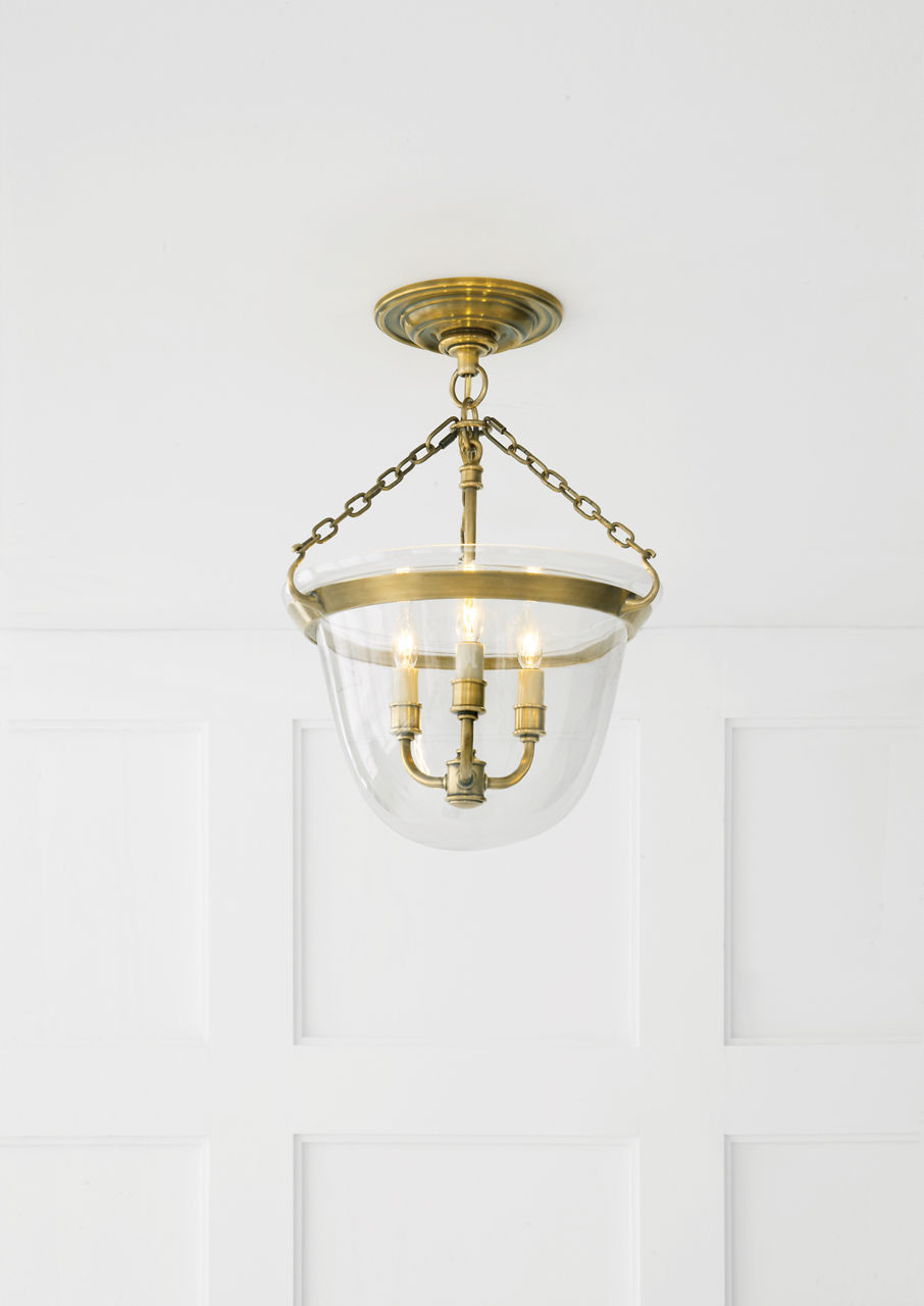 Country Semi-Flush Bell Jar Lantern