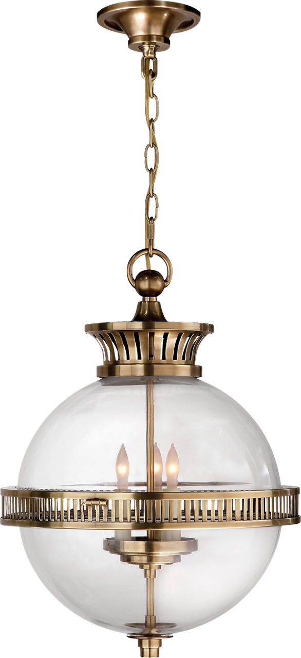 Alderly Globe Lantern in Antique Brass with Clear Glass