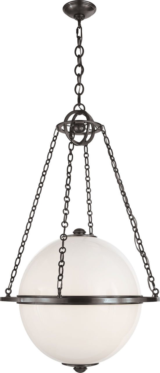 Modern Globe Lantern in Bronze with White Glass