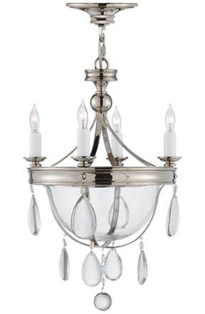 Devon Mini Glass Bowl Chandelier in Polished Nickel with Clear Glass