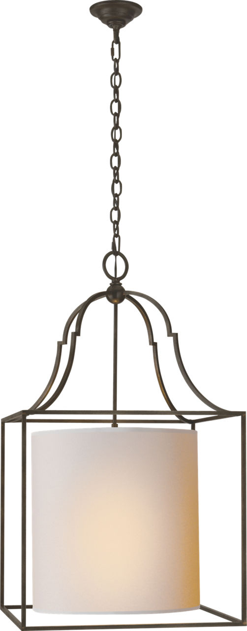 Gustavian Lantern in Aged Iron with Natural Paper Shade