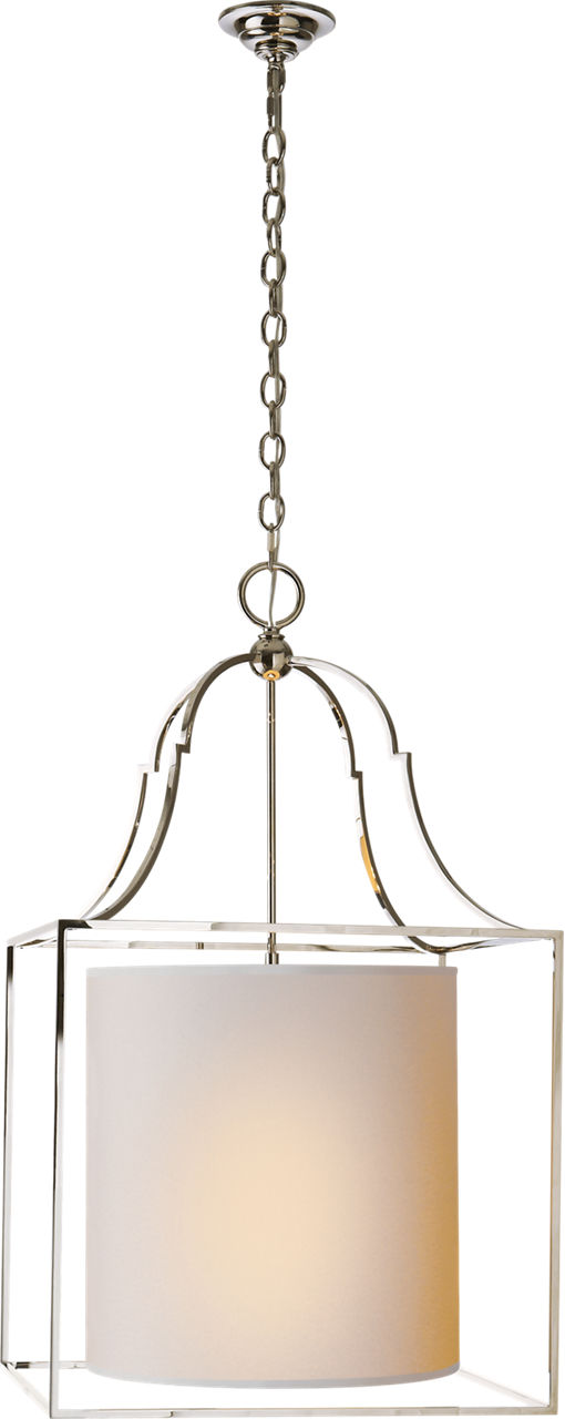 Gustavian Lantern in Polished Nickel with Natural Paper Shade
