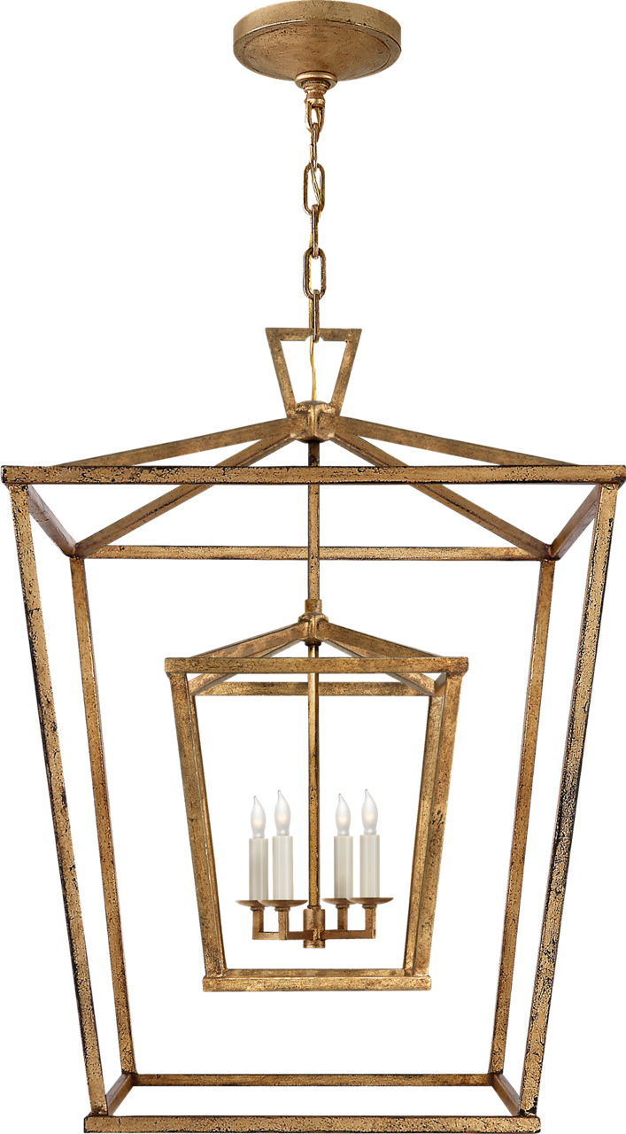 Darlana Large Double Cage Lantern in Gilded Iron