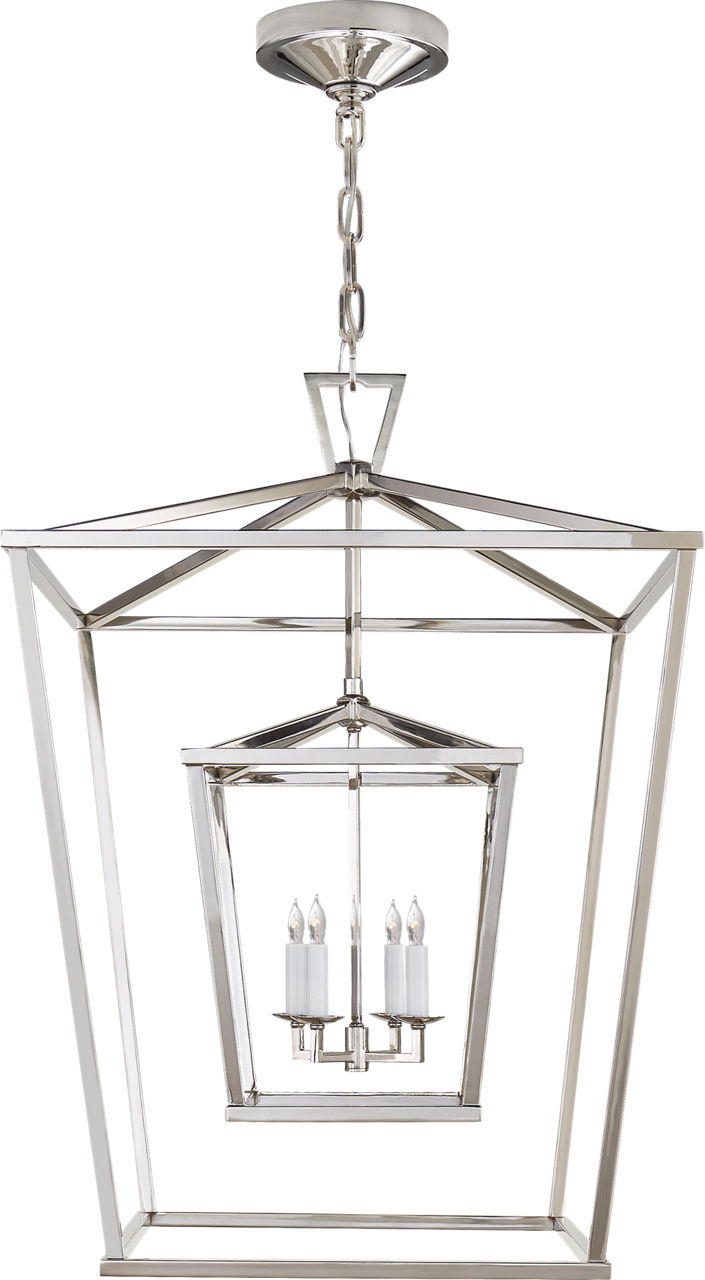 Darlana Large Double Cage Lantern in Polished Nickel