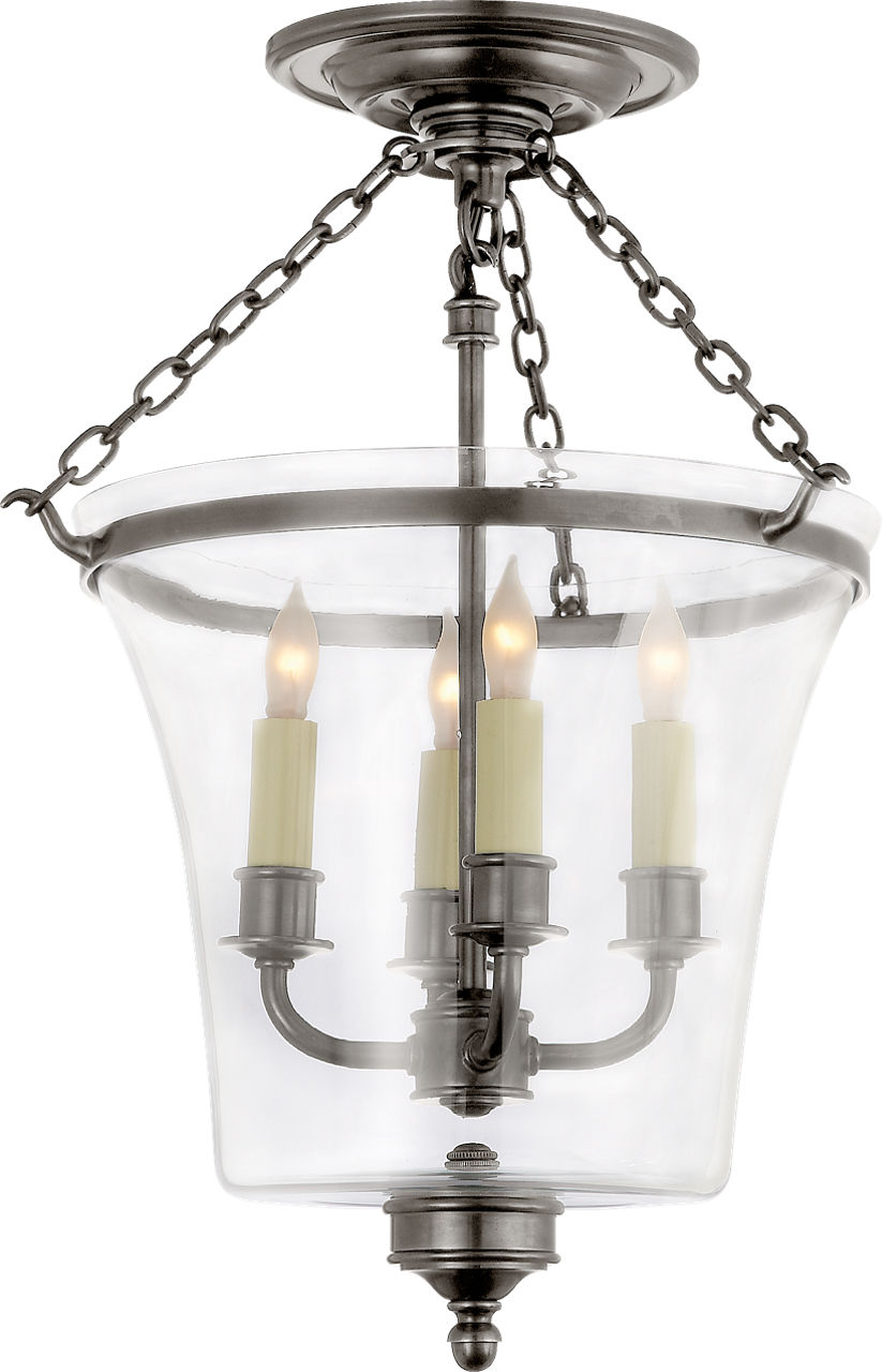 Sussex Semi-Flush Bell Jar Lantern in Antique Nickel