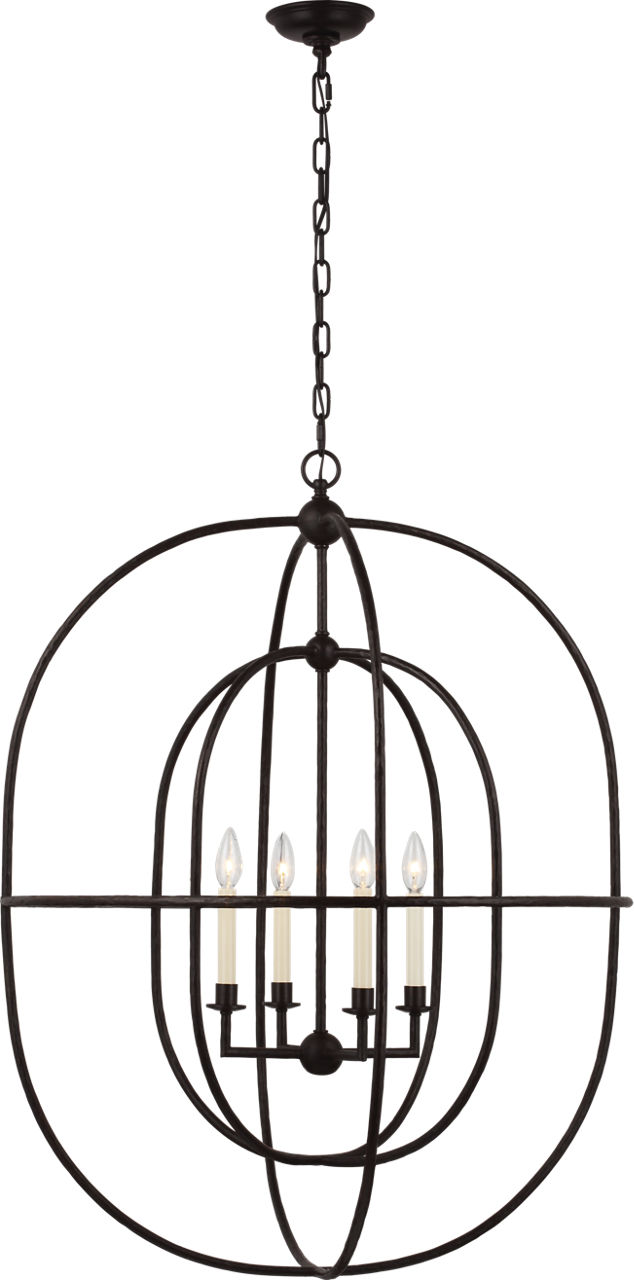 Desmond Open Double Oval Lantern in Aged Iron