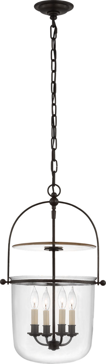 Lorford Small Smoke Bell Lantern in Aged Iron with Clear Glass