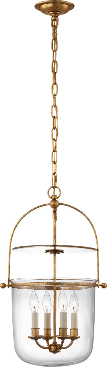 Lorford Small Smoke Bell Lantern in Gilded Iron with Clear Glass