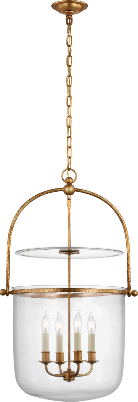 Lorford Smoke Bell Lantern in Gilded Iron with Clear Glass