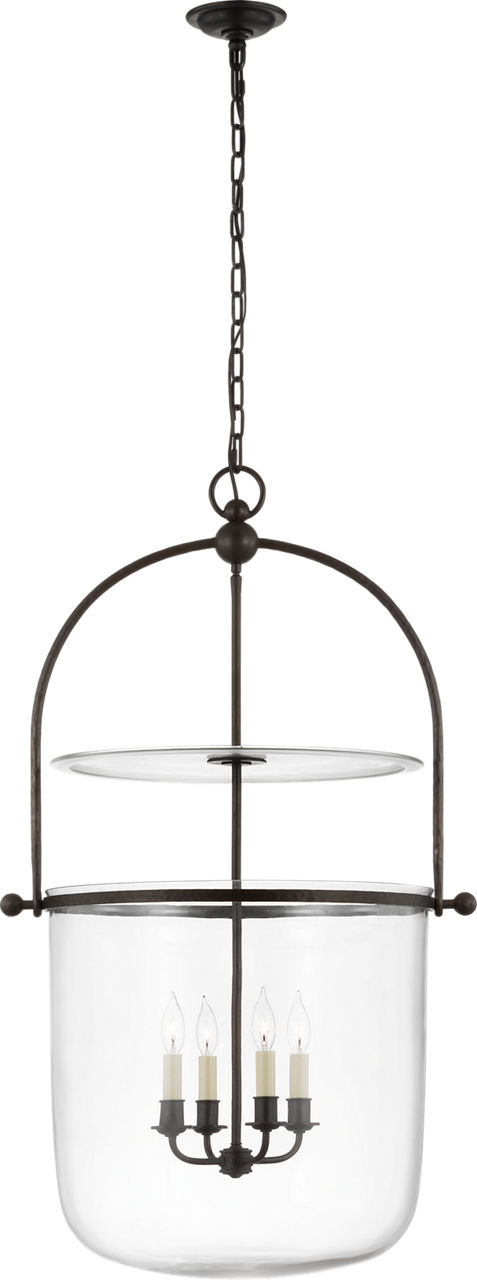 Lorford Large Smoke Bell Lantern in Aged Iron with Clear Glass