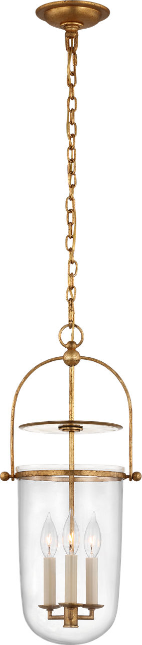 Lorford Tall Smoke Bell Lantern in Gilded Iron with Clear Glass