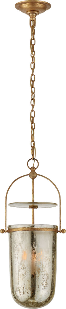 Lorford Tall Smoke Bell Lantern in Gilded Iron with Mercury Glass
