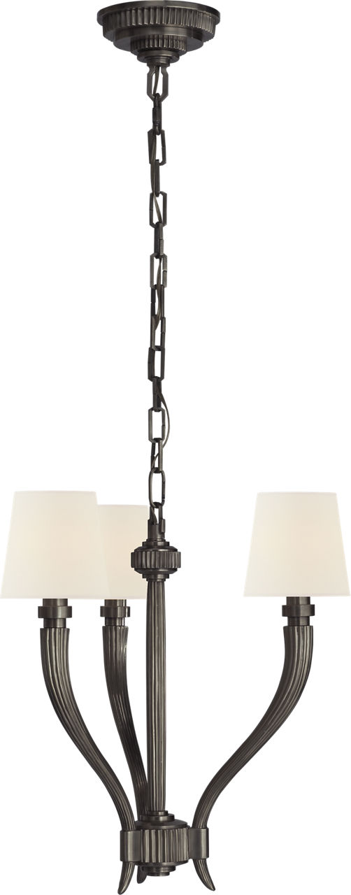Ruhlmann Small Chandelier in Bronze with Linen Shades