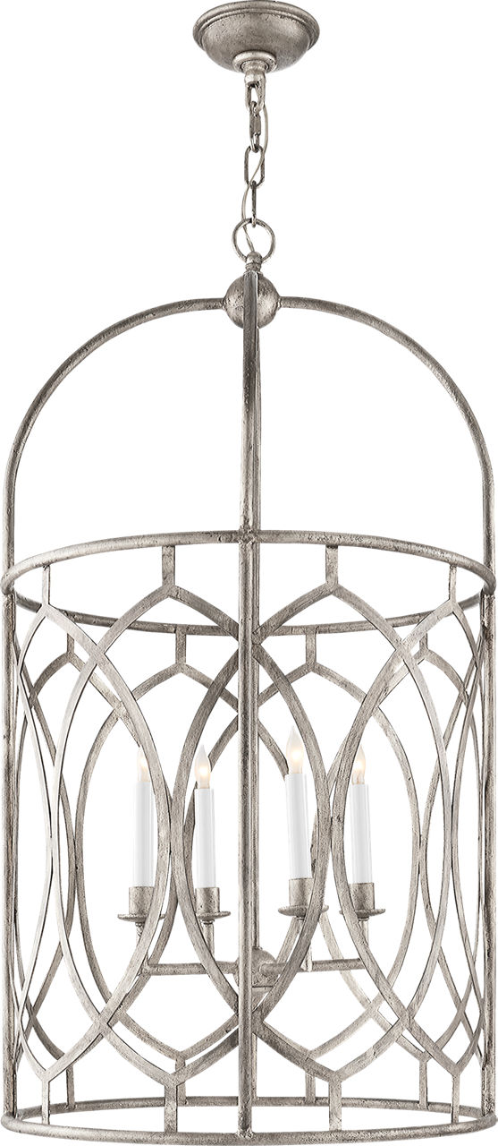 Marquise Tall Lantern in Burnished Silver Leaf