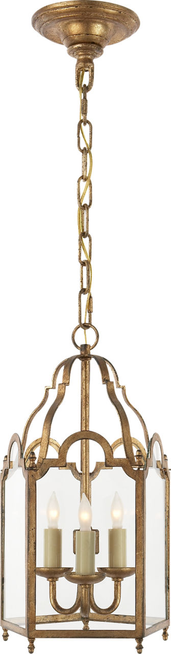 French Market Small Lantern in Gilded Iron