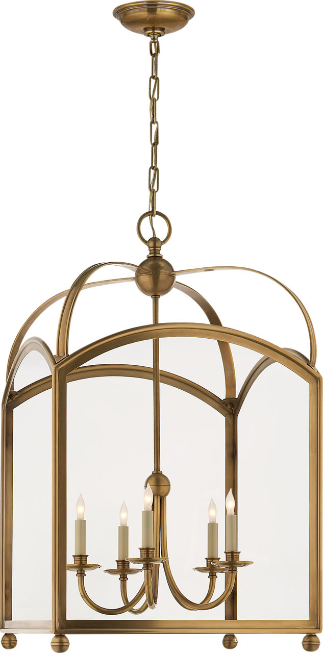 Arch Top Large Lantern in Antique-Burnished Brass