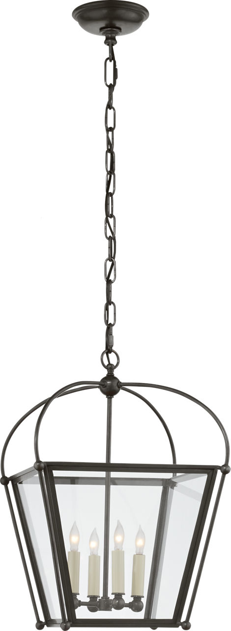 Riverside Small Square Lantern in Bronze with Clear Glass