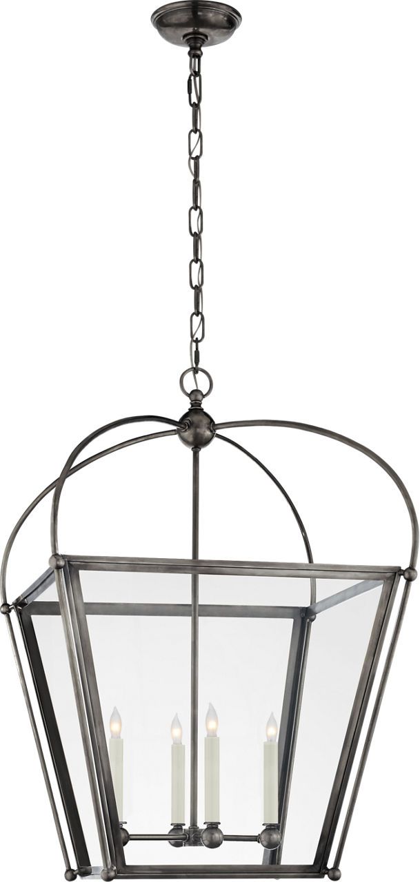 Riverside Medium Square Lantern in Bronze with Clear Glass