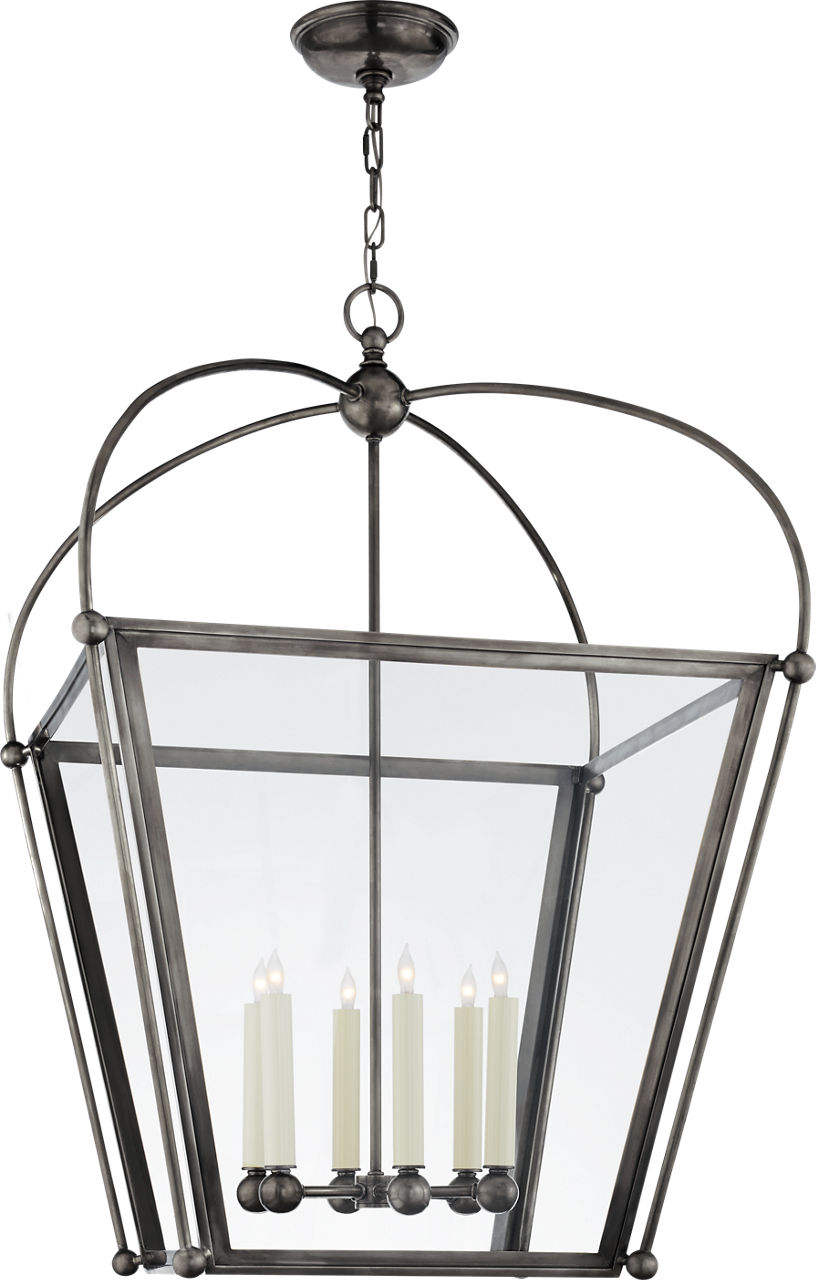 Riverside Large Square Lantern in Bronze with Clear Glass