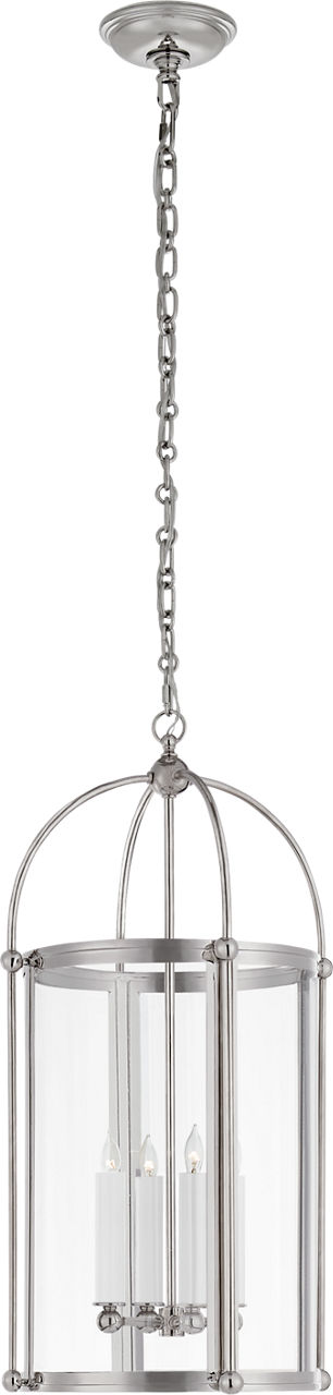 Riverside Small Round Lantern in Polished Nickel with Clear Glass