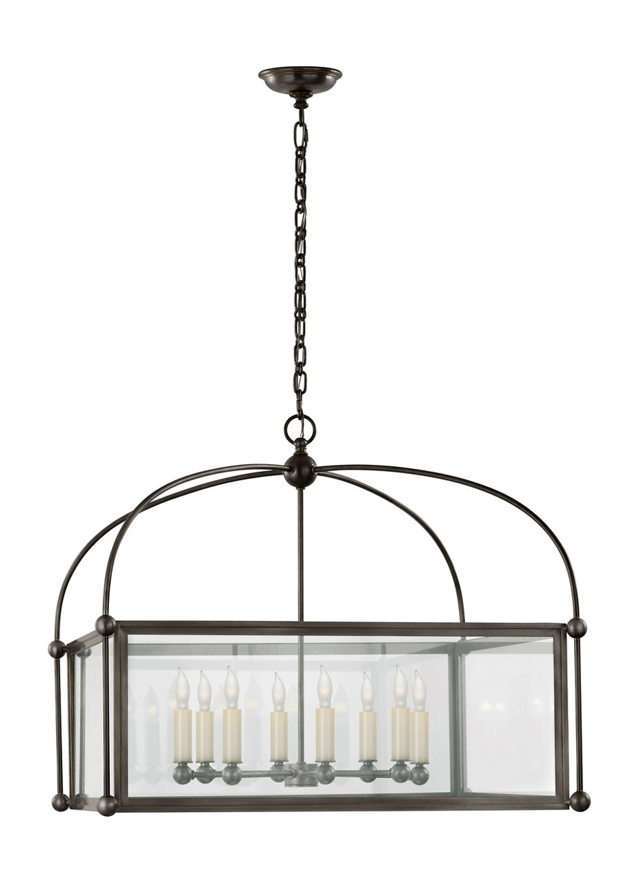 Plantation Wide Square Lantern in Bronze with Clear Glass