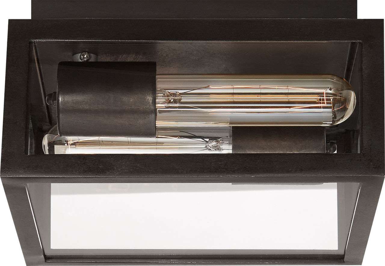 Fresno Small Framed Flush Mount in Aged Iron with Clear Glass