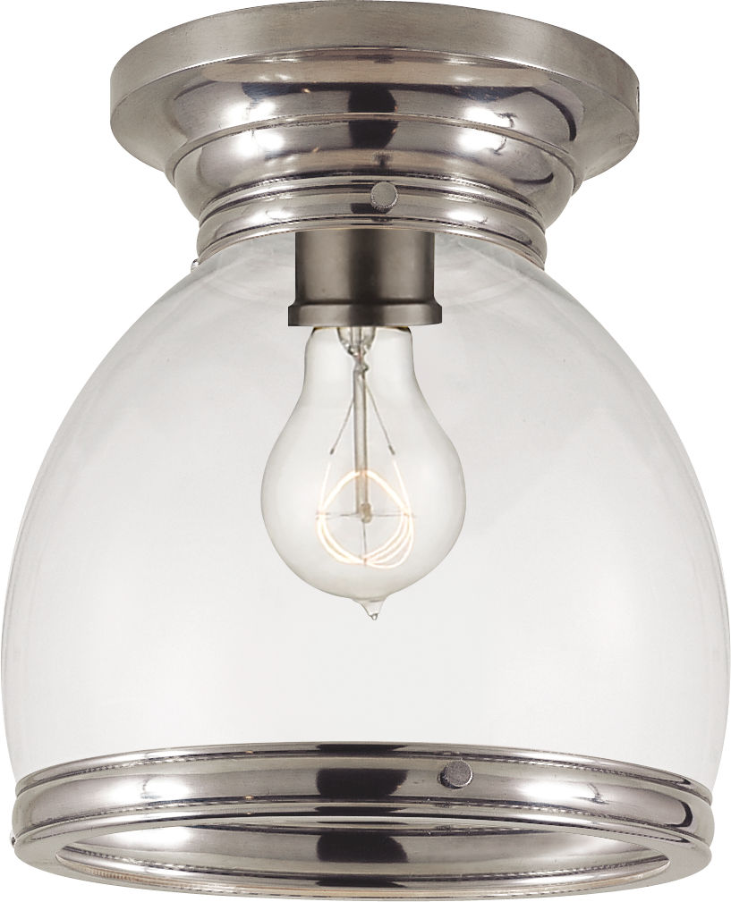 Edwardian Open Bottom Flush Mount in Antique Nickel with Clear Glass